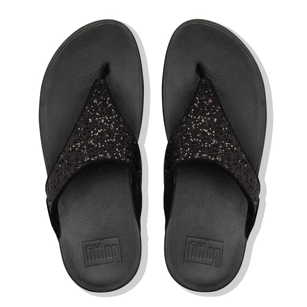 Fitflop Womens Sandals Black - Lulu Glitter Toe-post - VR2498036